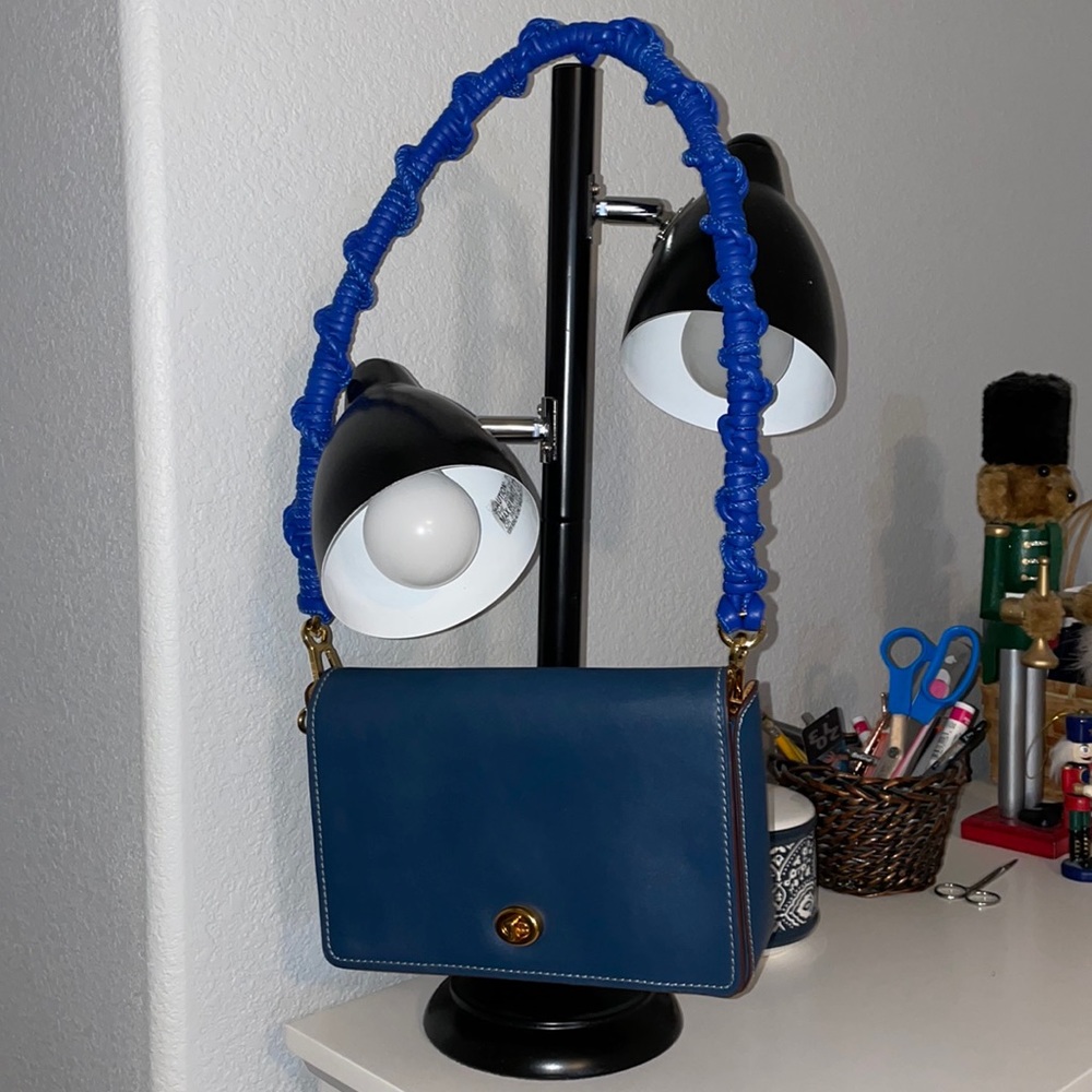 LOEWE braided bag strap in electric blue.